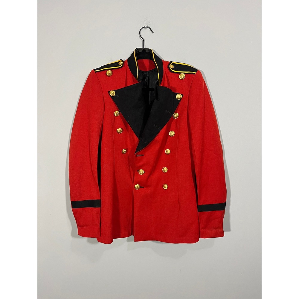 Vintage Bandsman Style-Select Red Military Band Jacket Gold Lyre Buttons Iowa